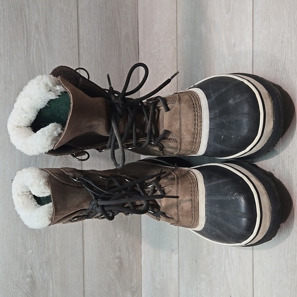 Sorel Mens 40179 Leather Insulated Line Duck Rubber Winter Boots Shoes Sz 9 - Picture 3 of 13